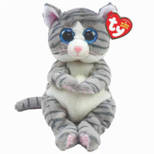PELUCHE TY BEANIE BELLIES MITZI GATO GRIS 15 CM