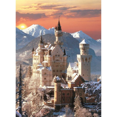 Detalle del castillo Neuschwanstein en el puzzle montado