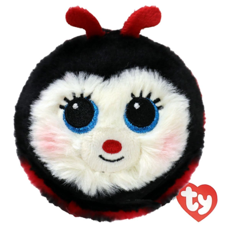 peluche mariquita redondo ty beanie bouncers con ojos grandes y antenas rojas