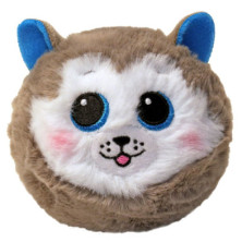 Peluche redondo de husky Slush Ty Bouncers 8 cm con pelaje marrón claro y blanco