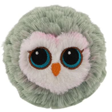 detalle del peluche Bouncers Búho Ty 8 cm con cara de búho bordada y colores verde claro