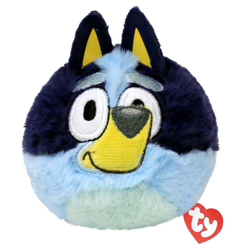 peluche bluey ty 8 cm formato redondo detalle frontal con etiqueta ty