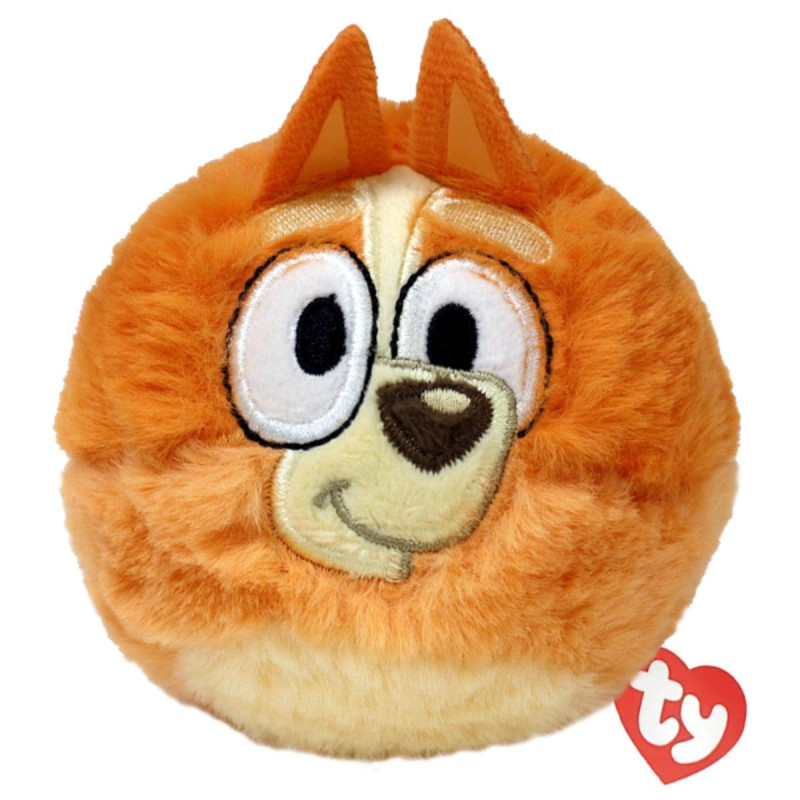 peluche redondo Bingo Ty 8 cm con colores naranja y beige y etiqueta corazón Ty