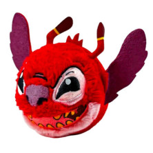 Peluche redondo de Stitch visto lateralmente mostrando orejas y antenas
