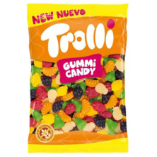 Bolsa de gominolas Trolli Fruit Mix con diseño multicolor y sello sin gluten
